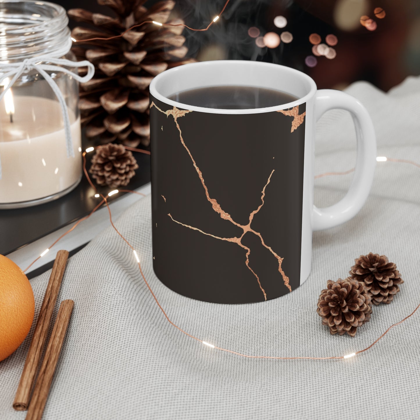 Black Kintsugi Ceramic Mug 11oz