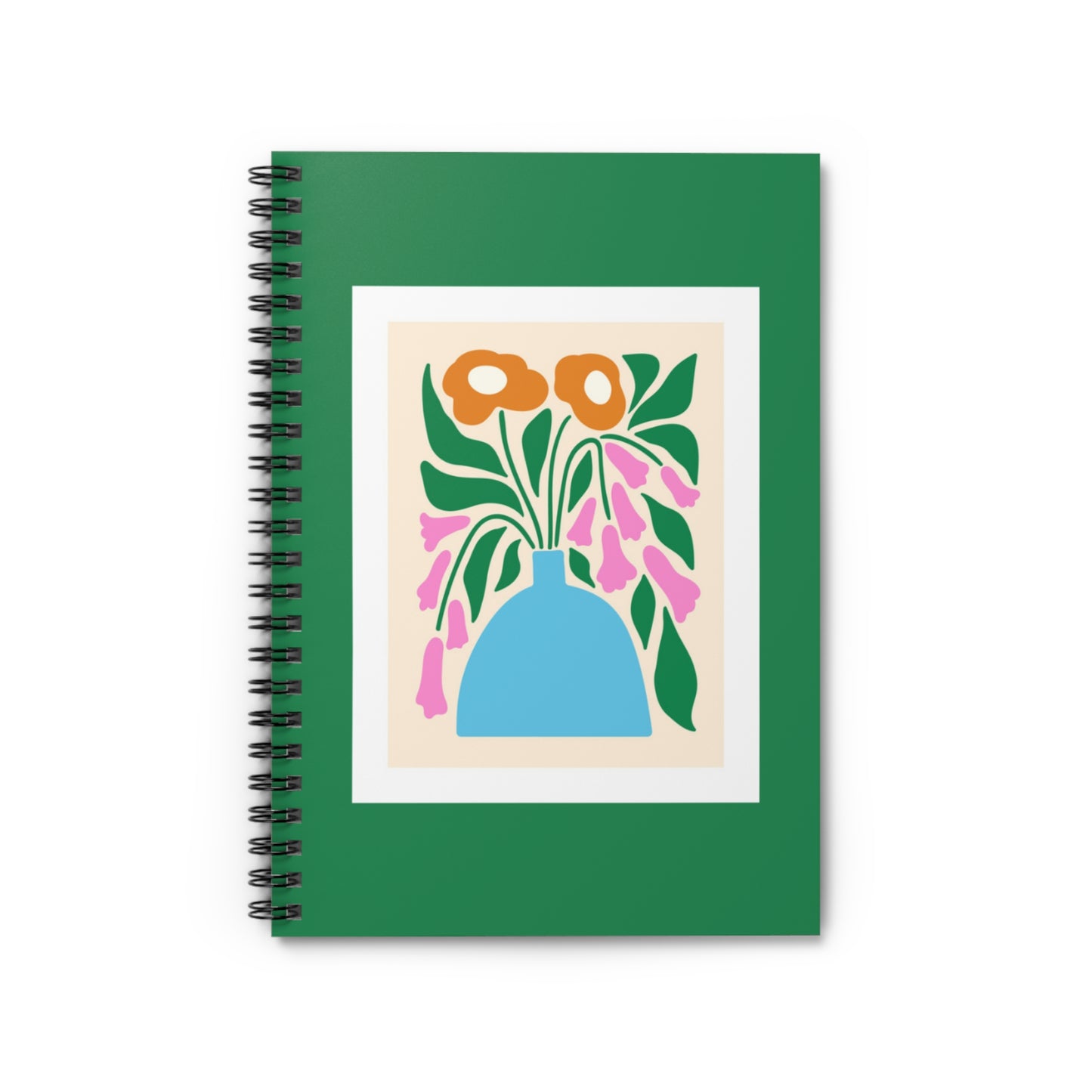 Abstract Floral Green Spiral Notebook-Ruled Line - Stylish and Functional!