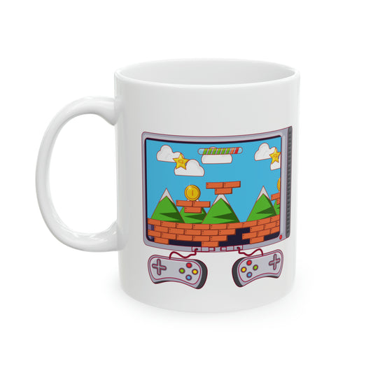 Nostalgic Video Game Console Ceramic Mug 11oz - Fun Retro Gaming Vibes