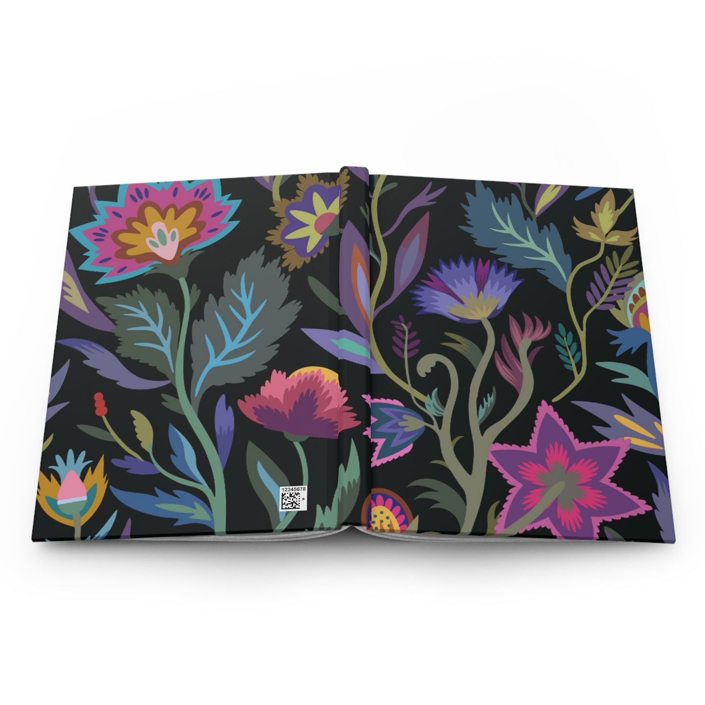 Bright Floral Black Hardcover Journal Matte