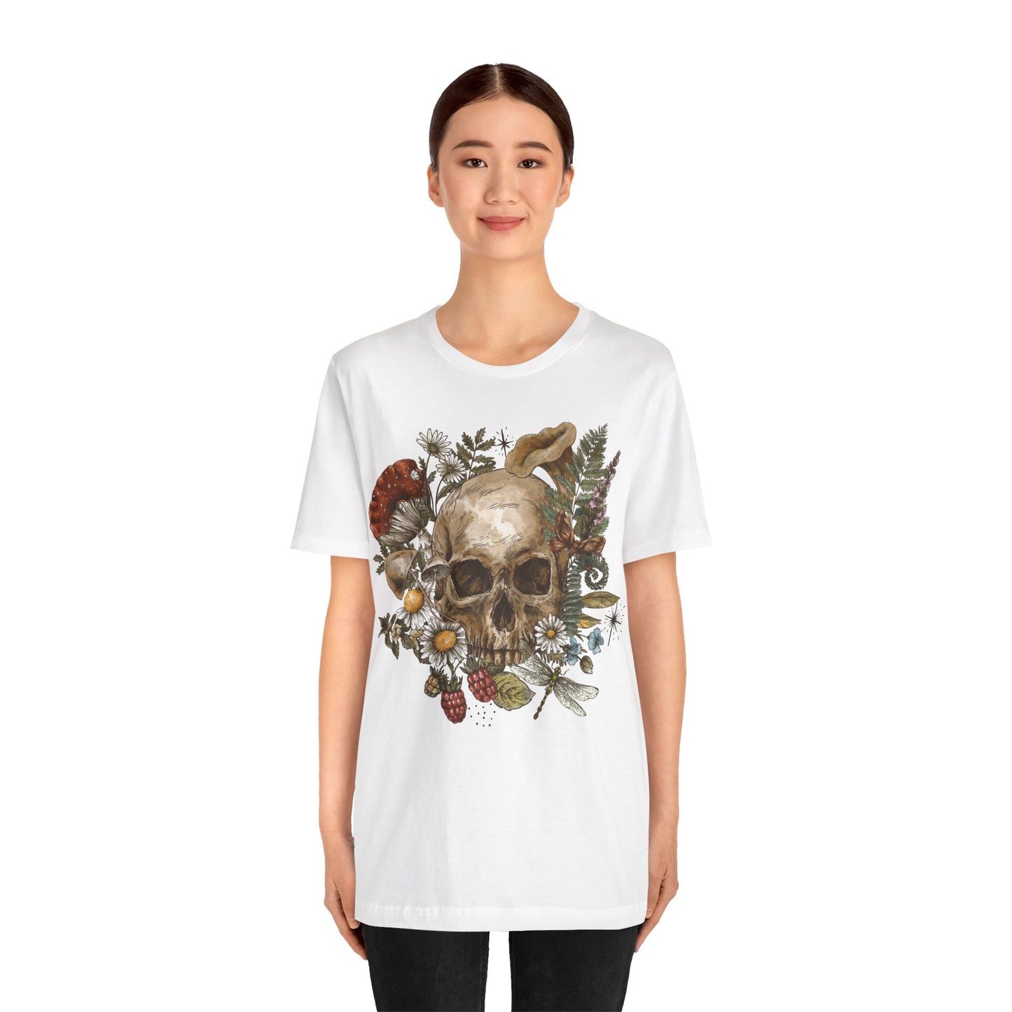 Enchanting Skull and Nature Unisex Jersey Short Sleeve Tee