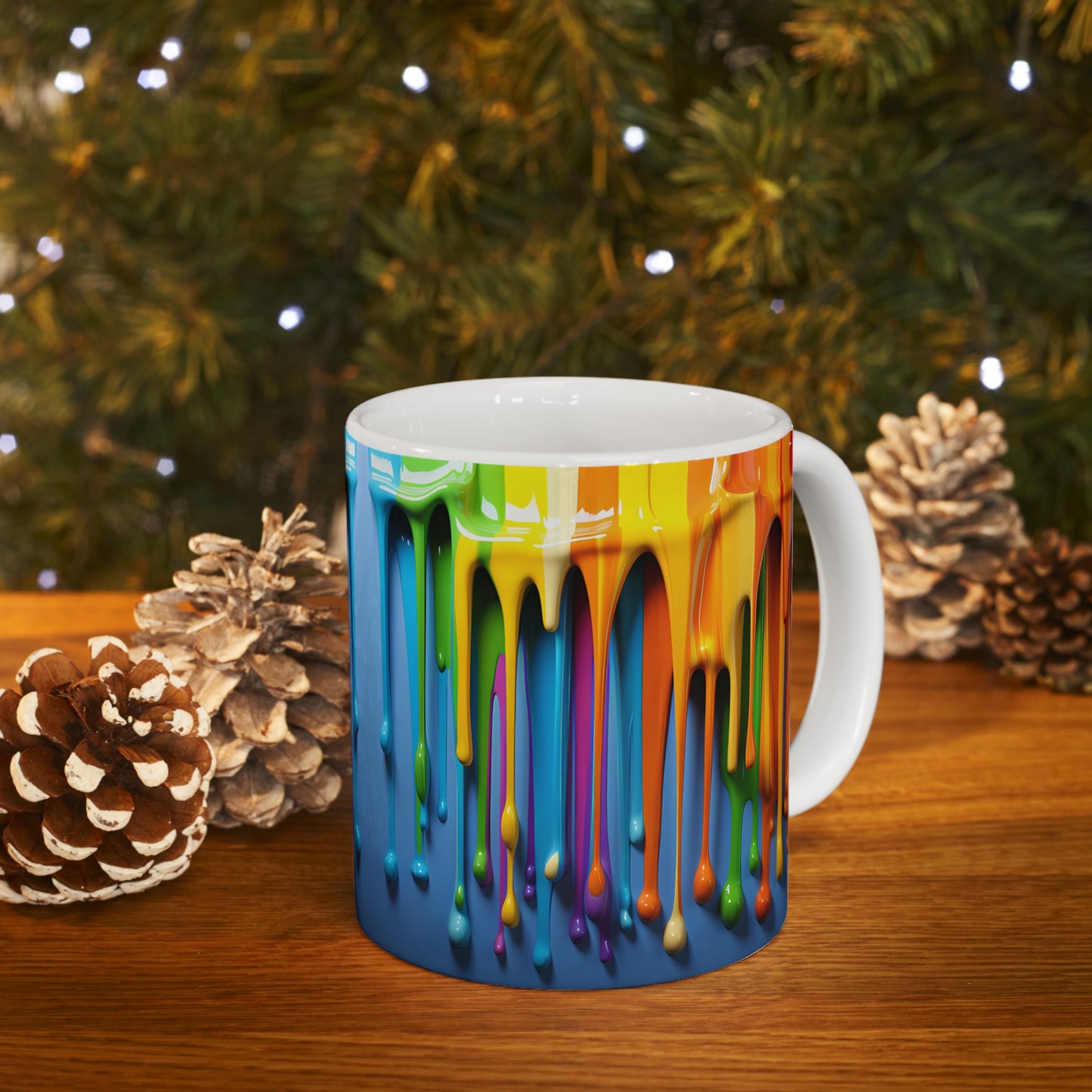 🎨 3D Rainbow Paint Ceramic Mug 11oz