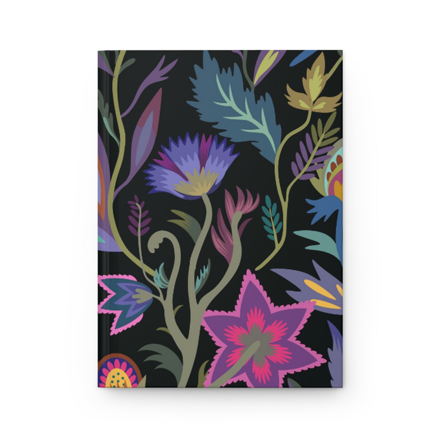 Bright Floral Black Hardcover Journal Matte