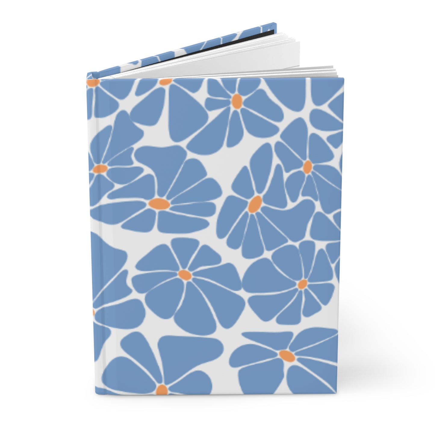 💠 Retro Floral Blue Hardcover Journal Matte - Vintage Style Diary