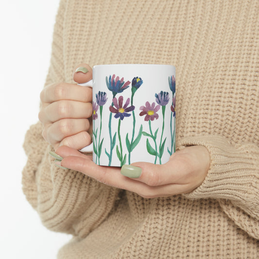 💐 Painted Spring Flowers Ceramic Mug 11oz