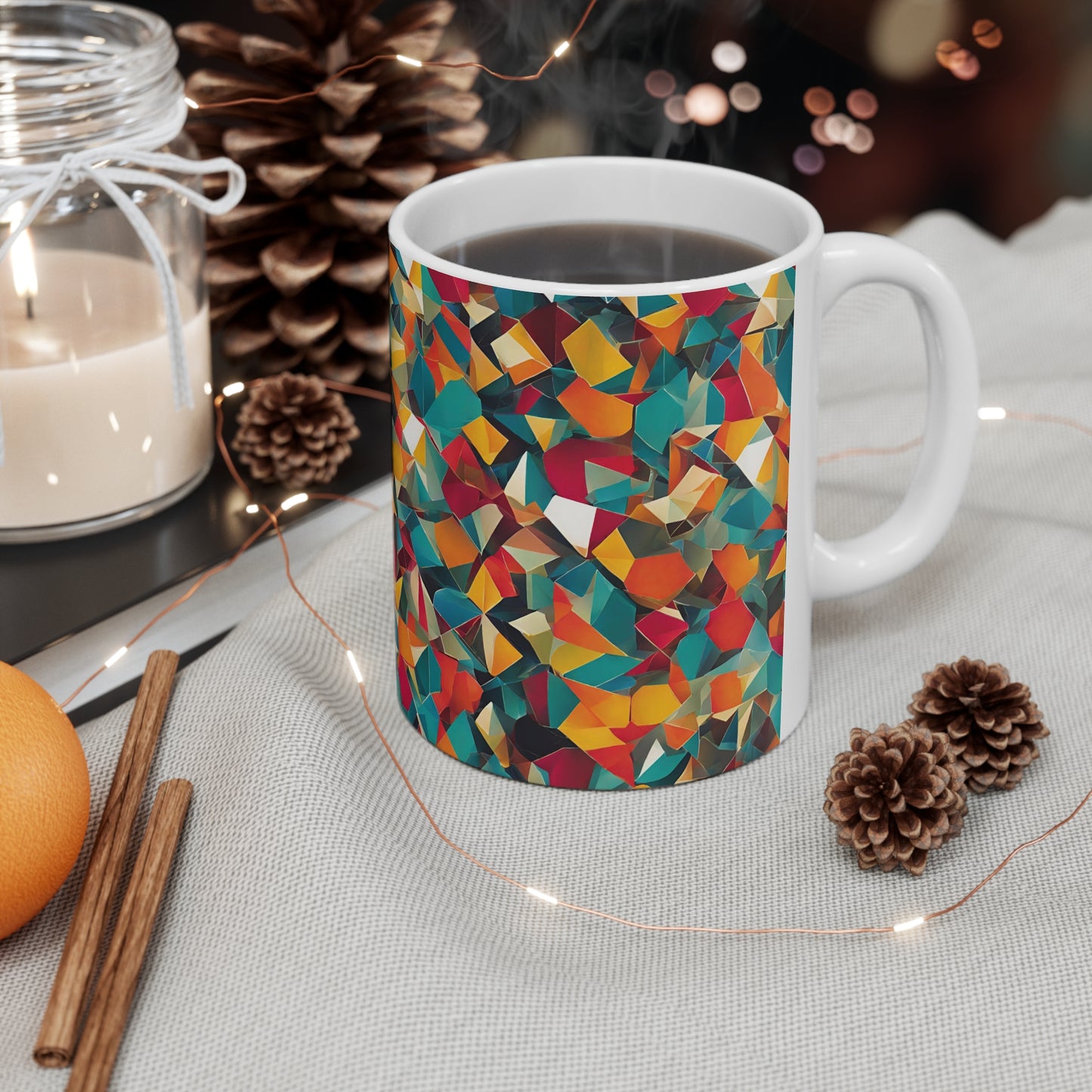 Abstract Rainbow in White Ceramic Mug 11oz