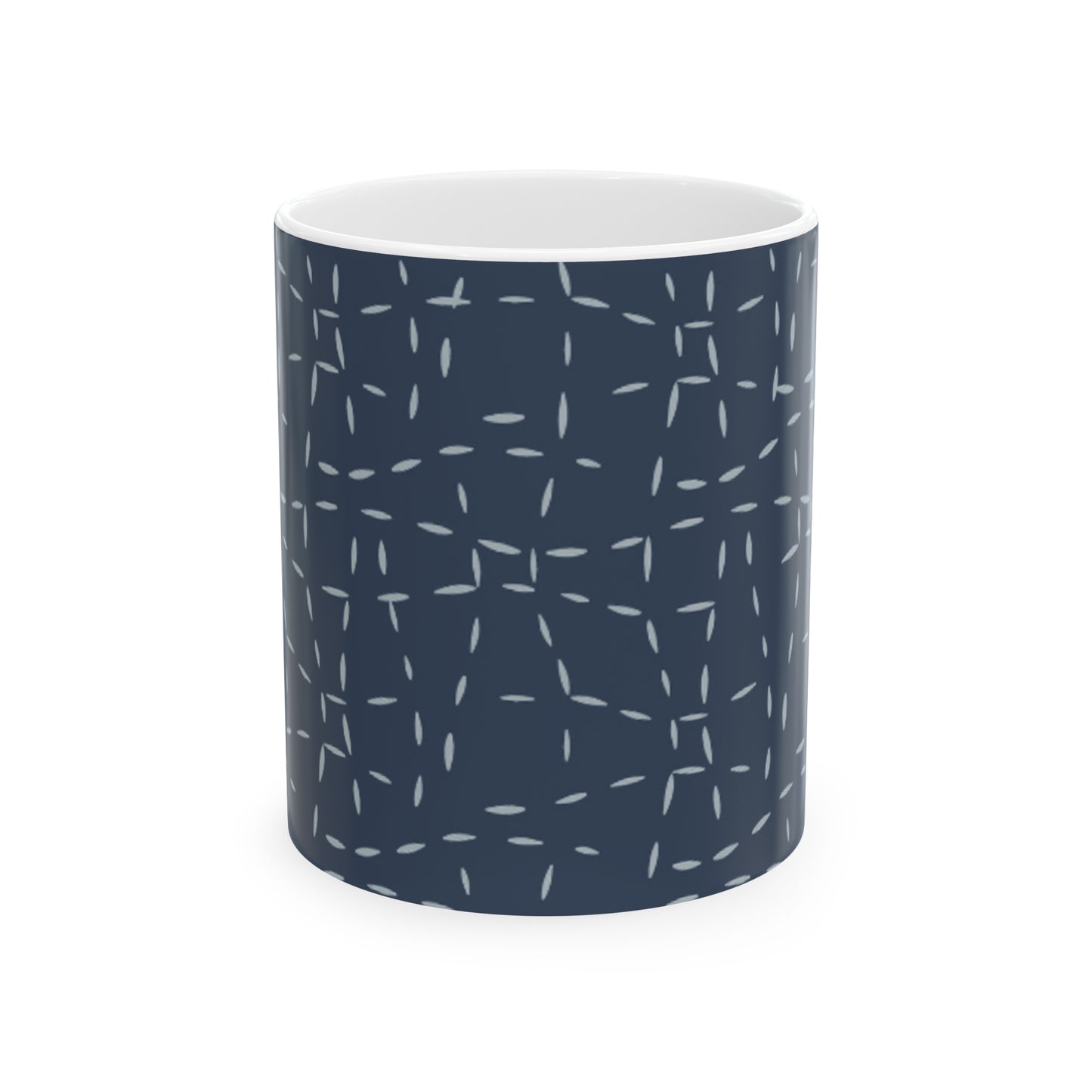 Navy Blue Abstract Lines Ceramic Mug 11oz | BPA-Free