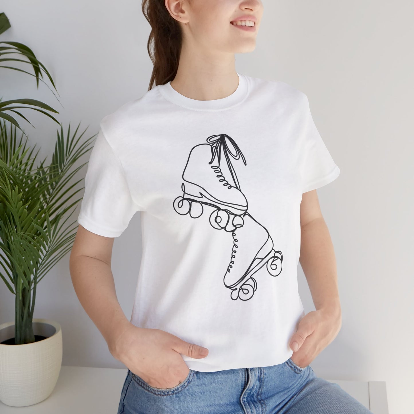 Boho Line Art Roller Skates Unisex Jersey Short Sleeve Tee - Minimalist