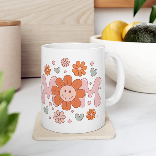 Floral Retro MOM Ceramic Mug 11 oz - Perfect Gift for Mother's Day