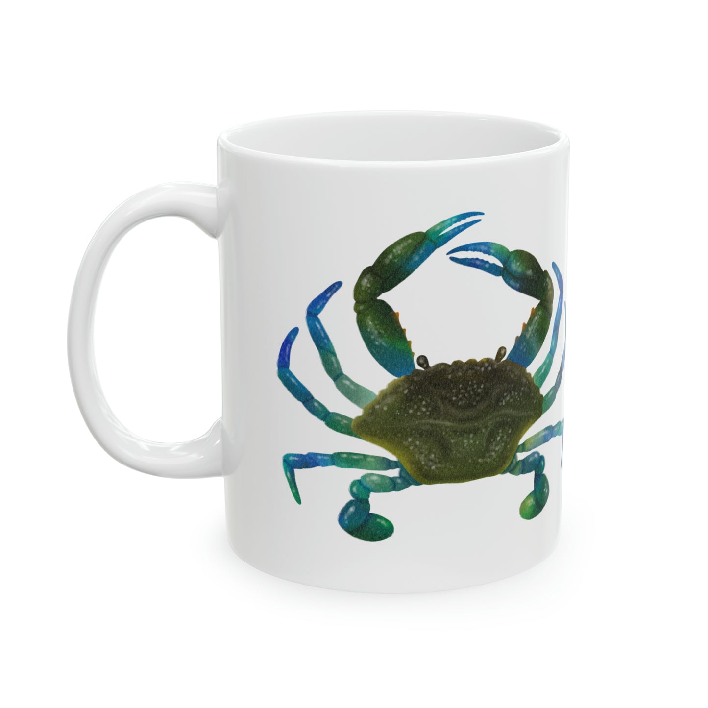 🦀 Artistic Blue Crab Ceramic Mug, 11oz - Coastal Charm