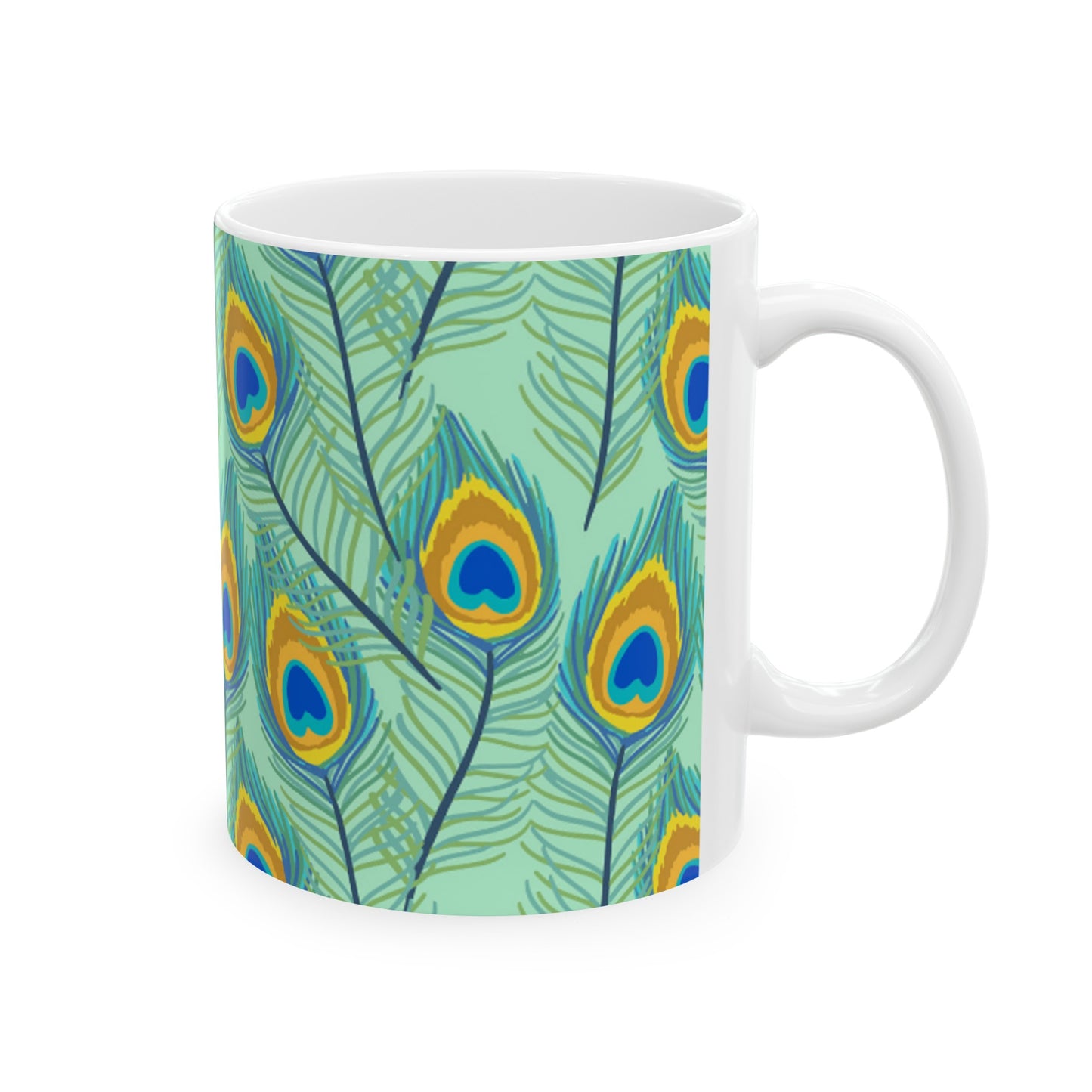 🦚 Peacock Feathers Ceramic Mug 11oz