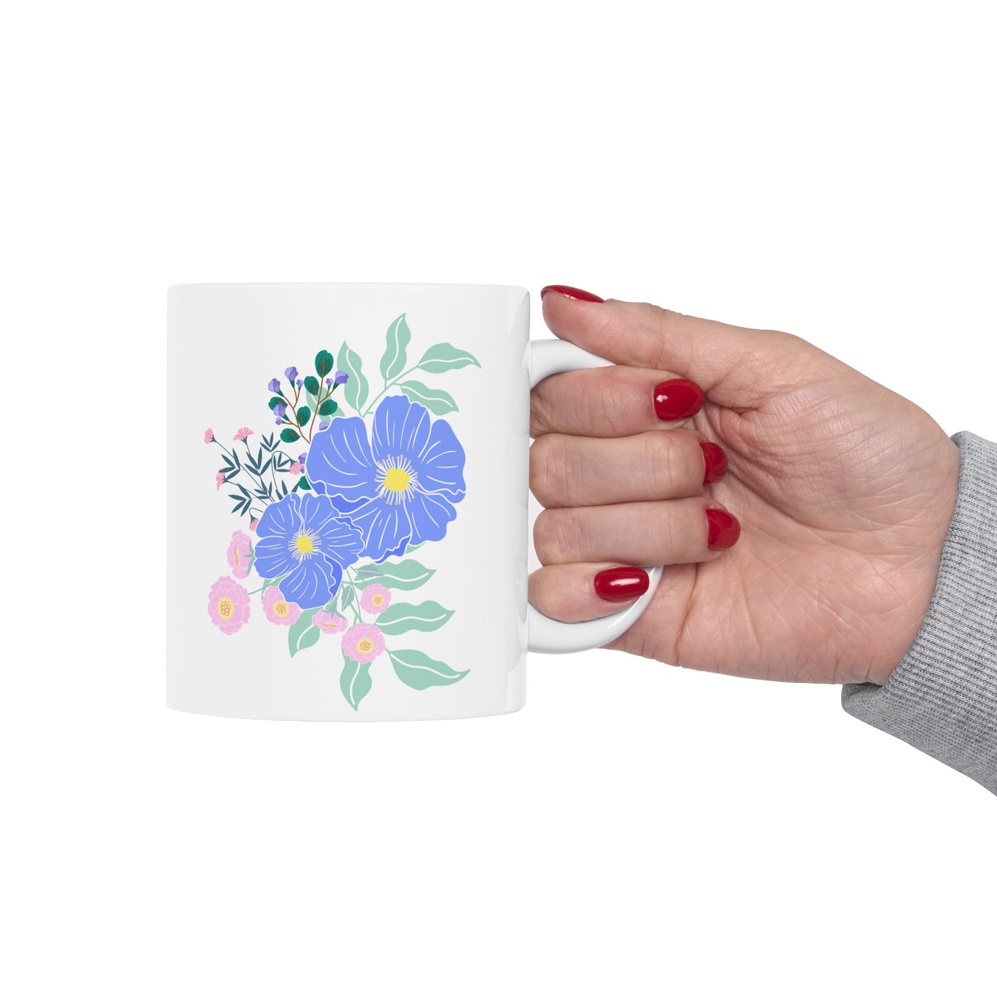 Pastel Spring Flowers Ceramic Mug, 11oz