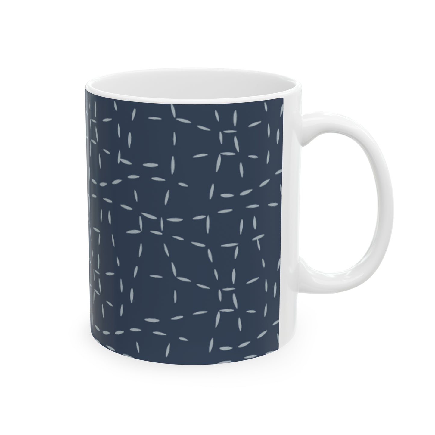 Navy Blue Abstract Lines Ceramic Mug 11oz | BPA-Free