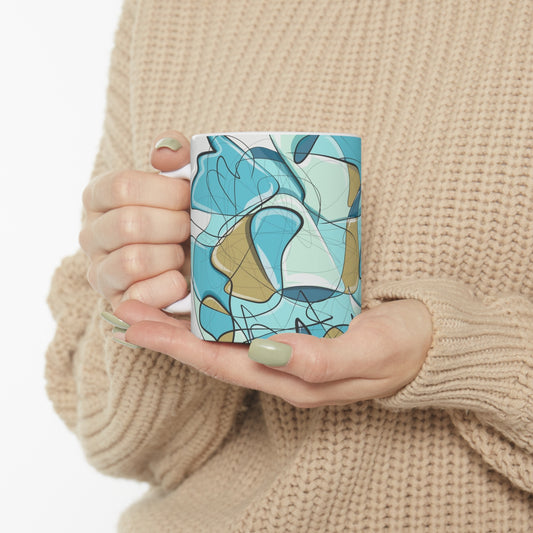 Ethereal Elegance Teal Hand-drawn Mug