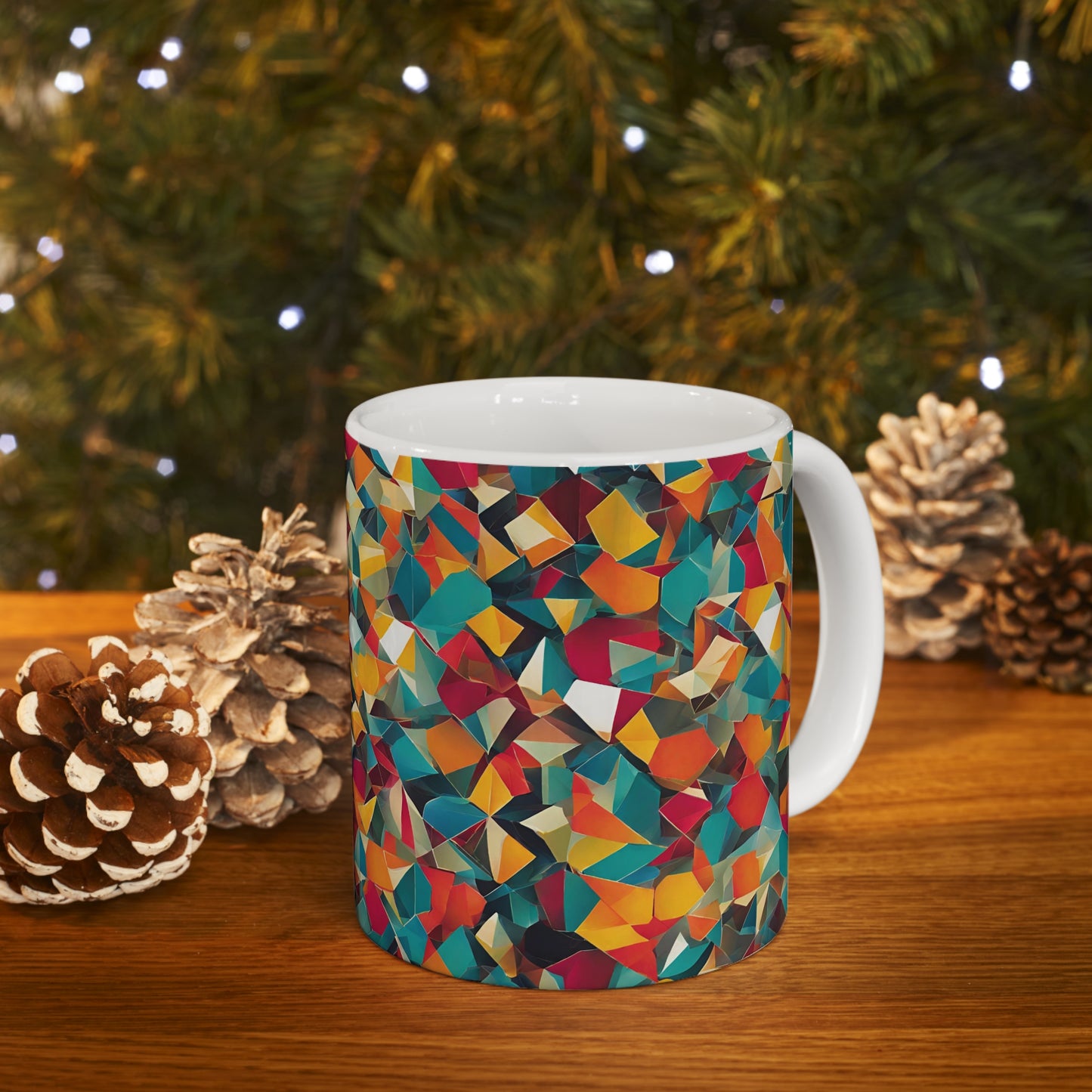 Abstract Rainbow in White Ceramic Mug 11oz