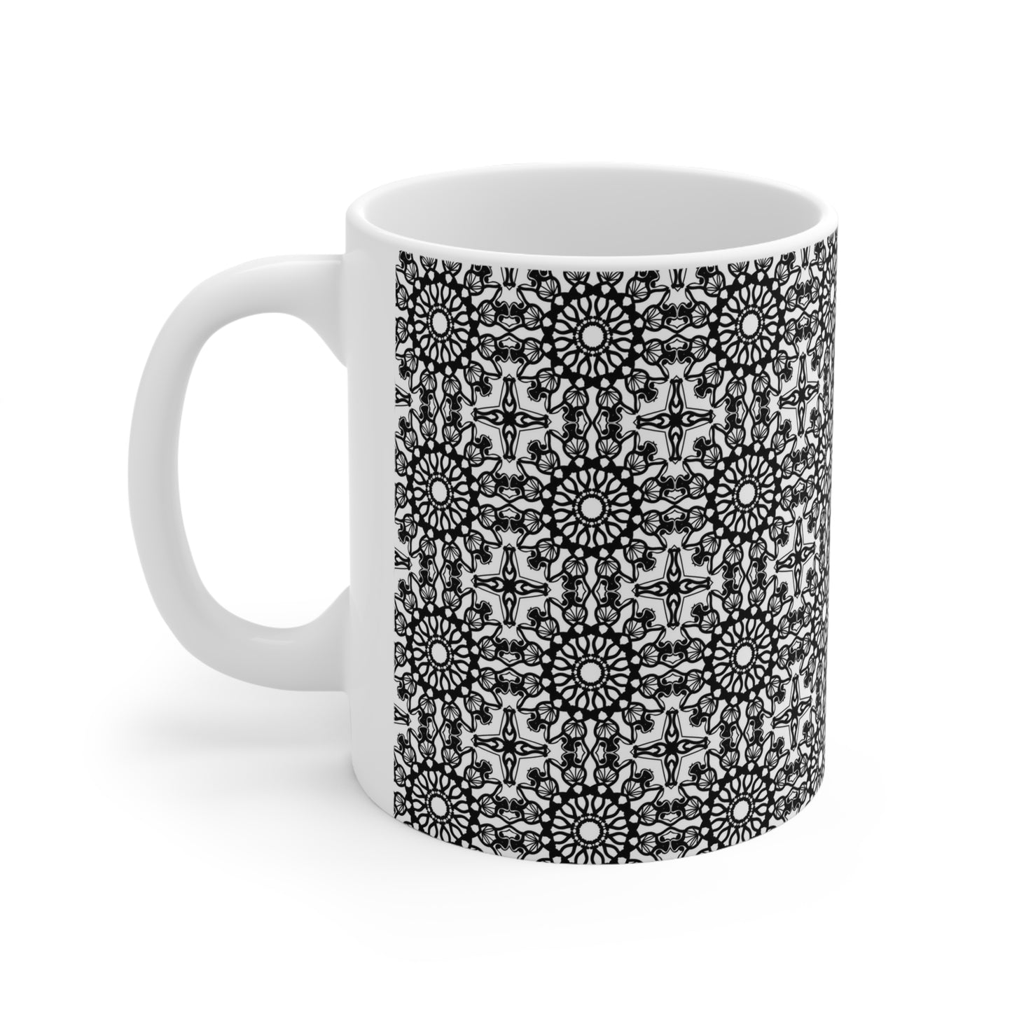 Monochrome Mosaic Elegance: Black and White Tile-like Mug