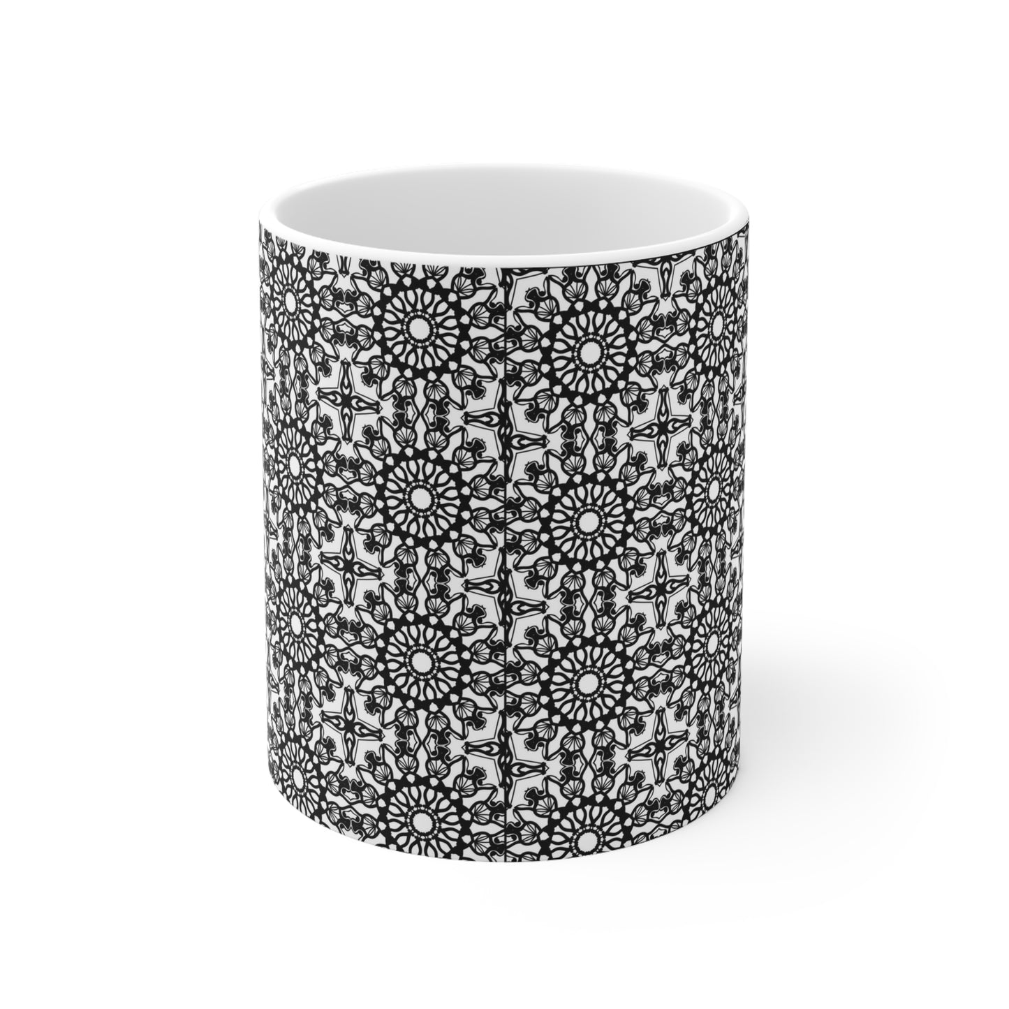 Monochrome Mosaic Elegance: Black and White Tile-like Mug