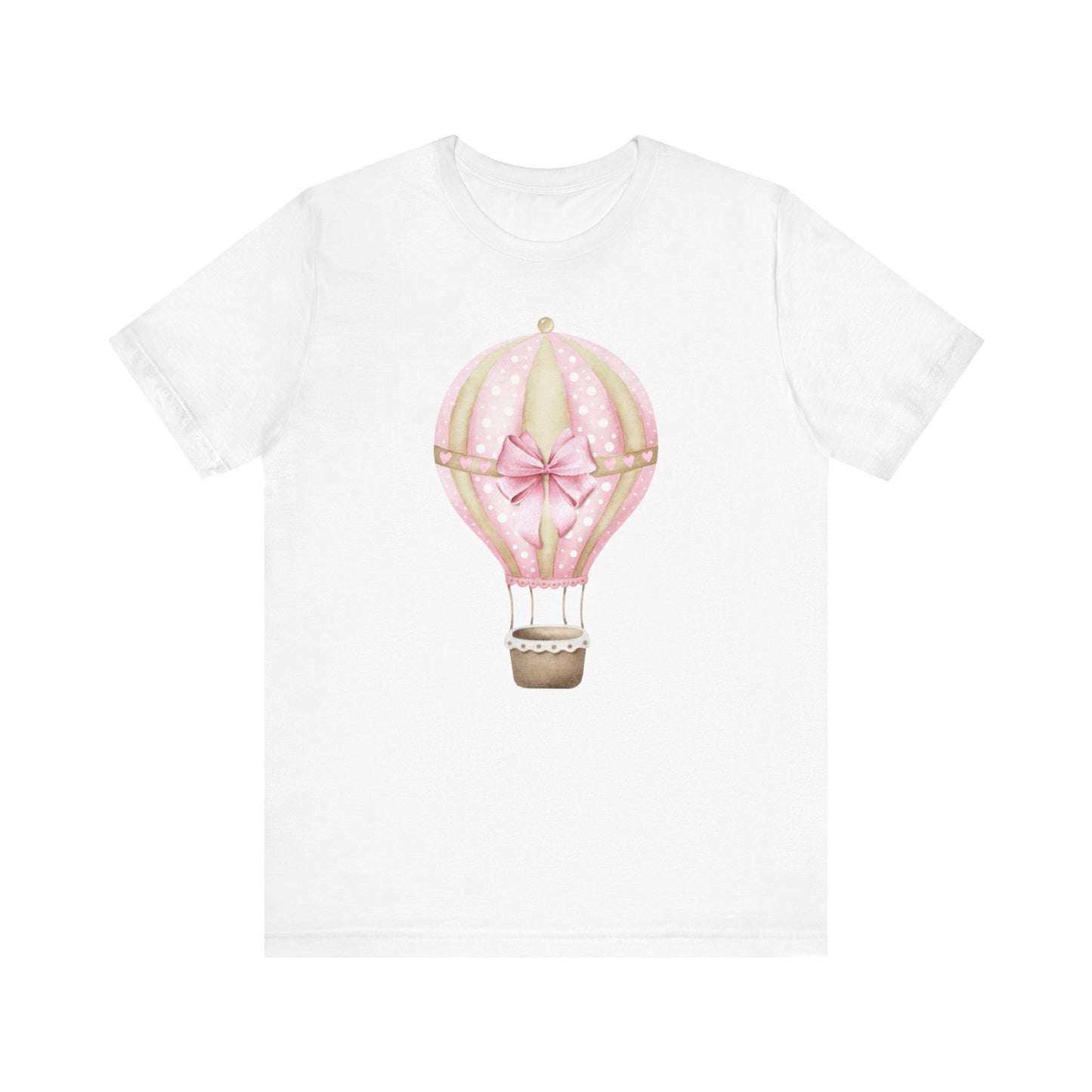 Coquette Pink and Gold Hot Air Balloon Unisex Jersey Short Sleeve Tee