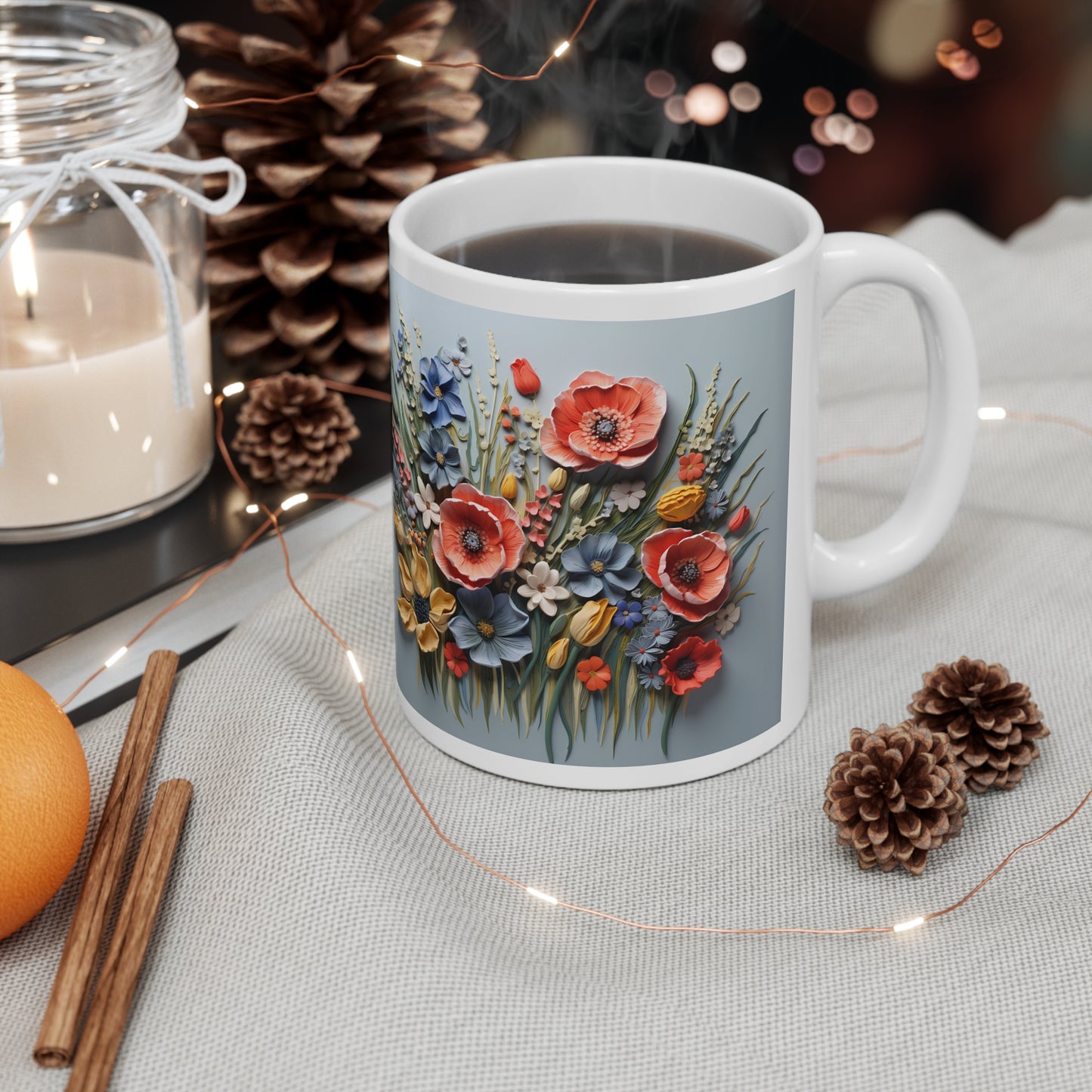 🏵️ 3D Wildflower Ceramic Mug 11oz