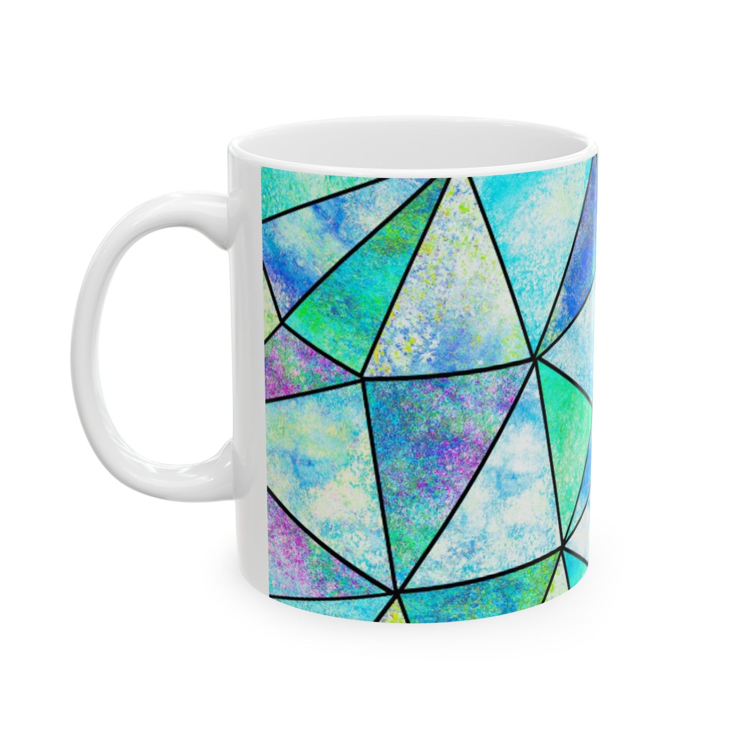 Watercolor Blue Stained Glass Ceramic Mug 11oz