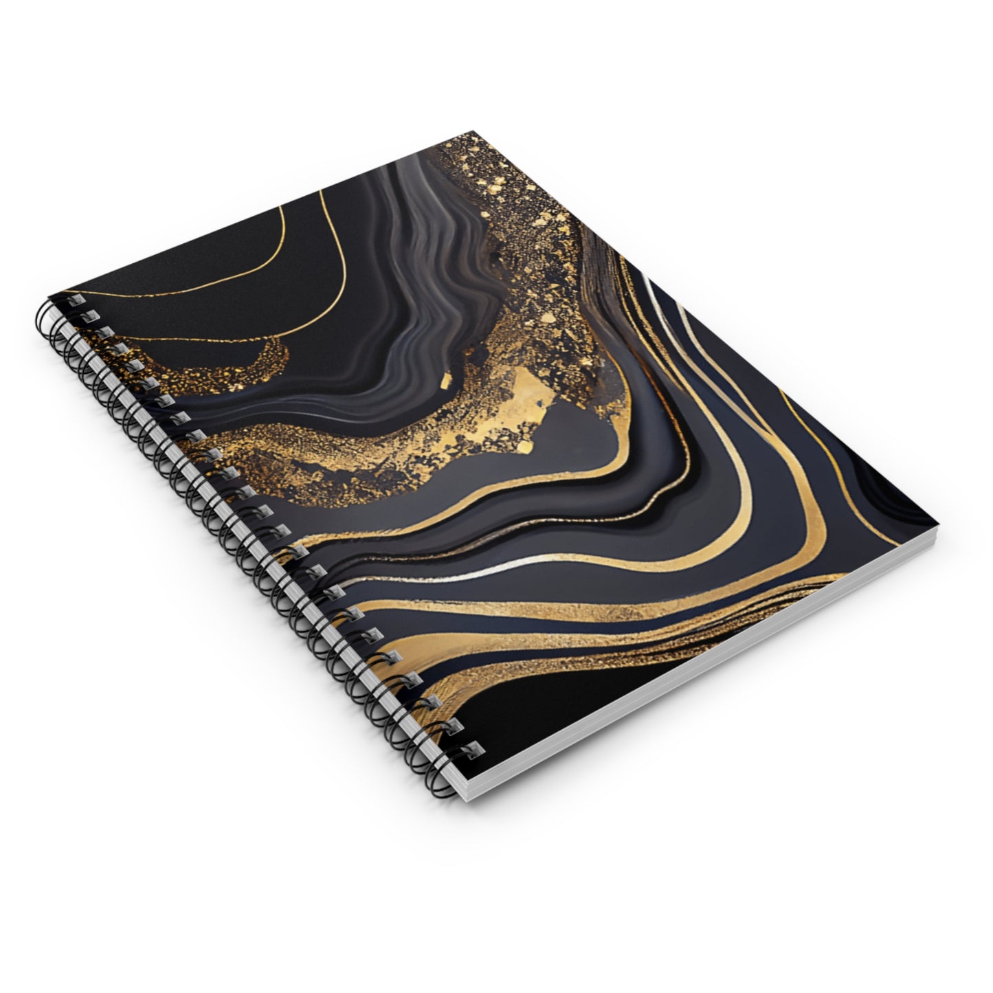 📒 Black and Gold Marble Spiral Notebook - Ruled Line