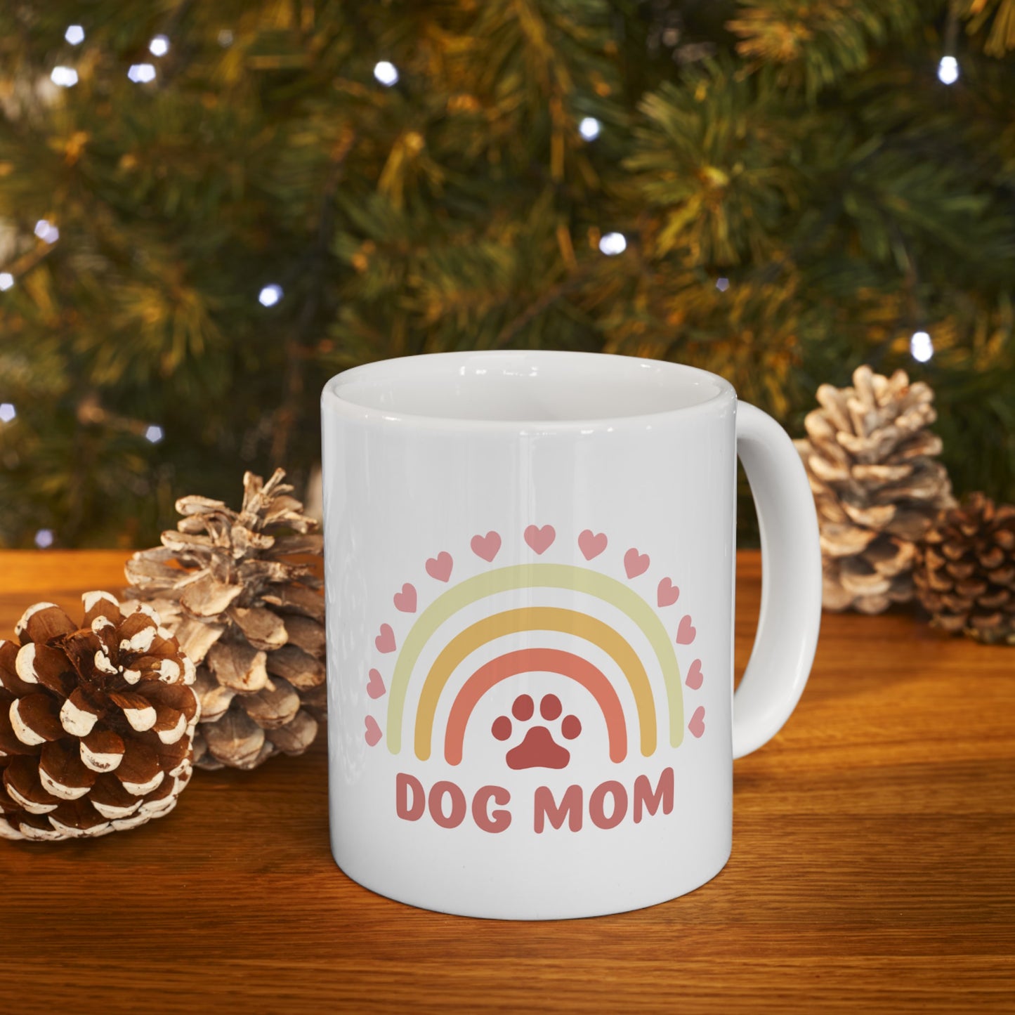 Colorful 'Dog Mom' Ceramic Mug - 11oz