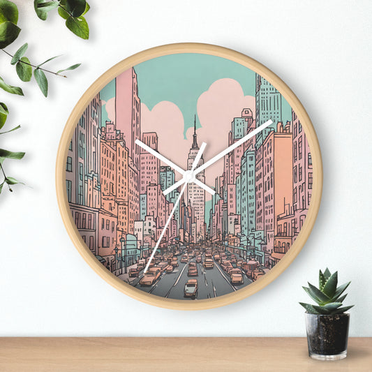 Colorful Sketch of New York City Wall Clock - 10" x 10"