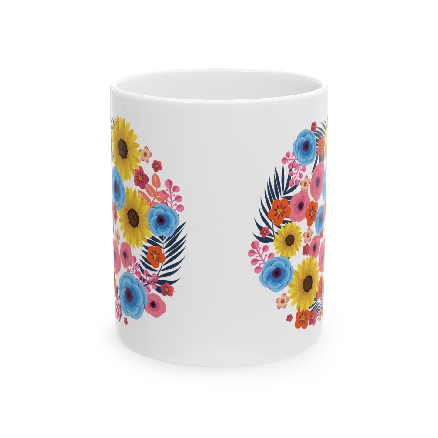 Colorful Spring Flowers Ceramic Mug 11oz | BPA-Free, Microwave Safe