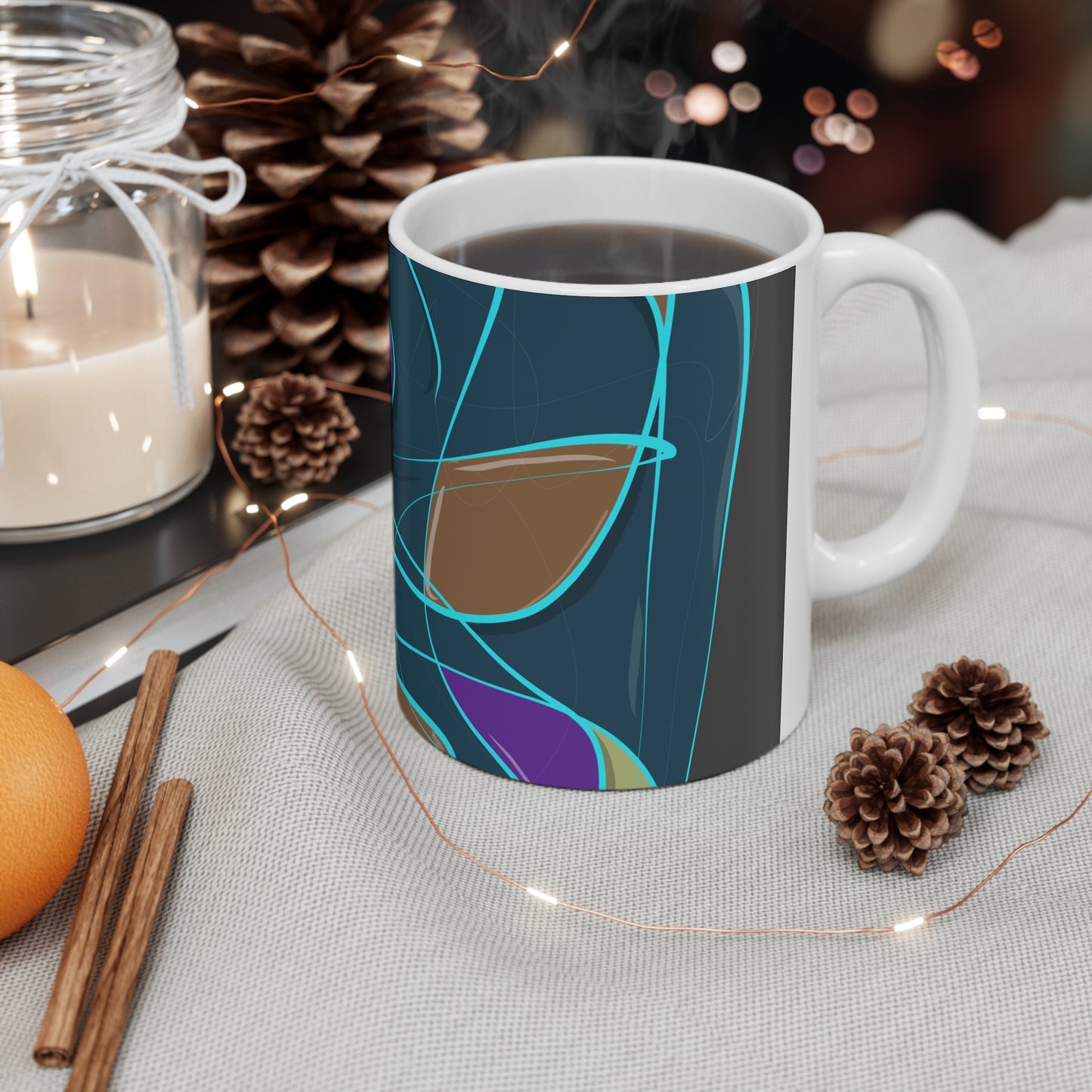 Abstract Harmony in Dark Blue Mug