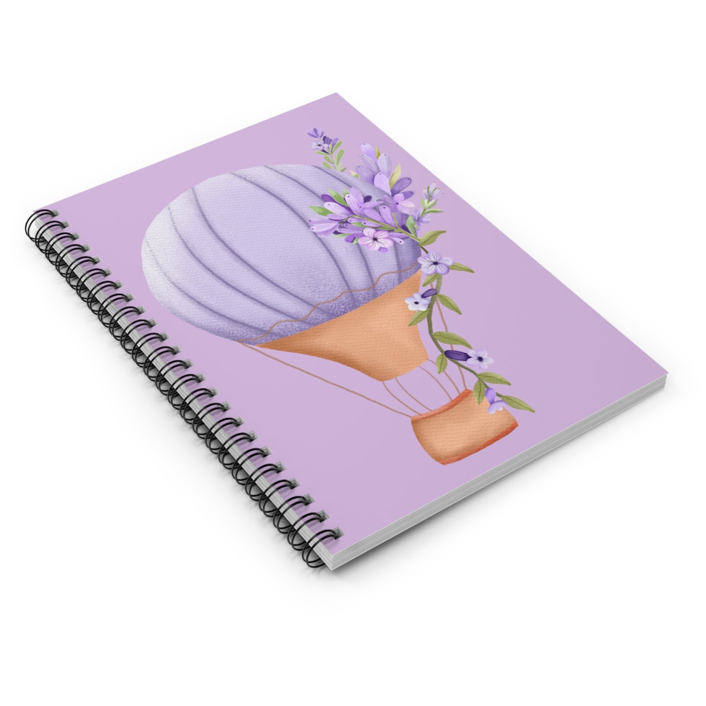 🪻 Purple Hot Air Balloon Spiral Notebook-Ruled Line - Lavender Design