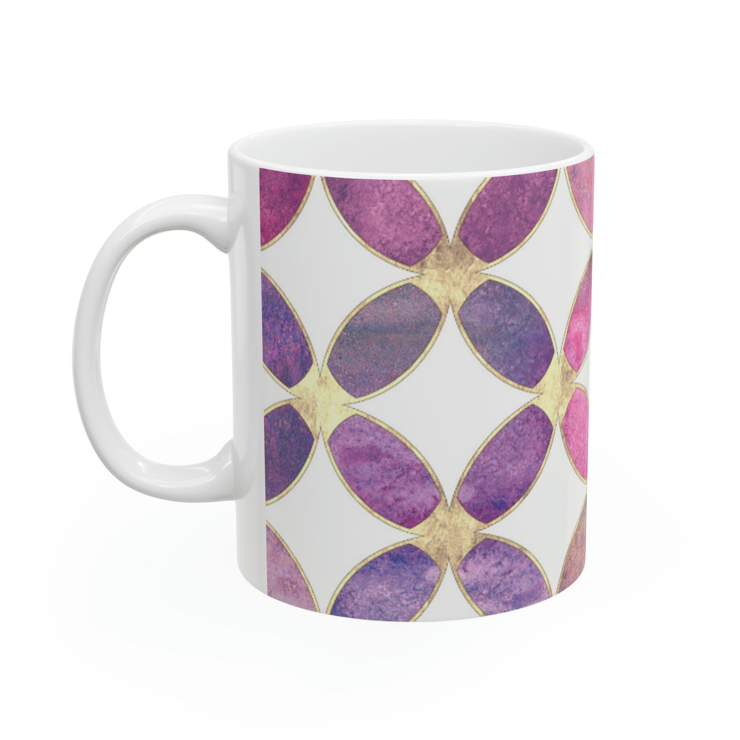 Stained Glass Watercolor Pastel Ceramic Mug, 11oz