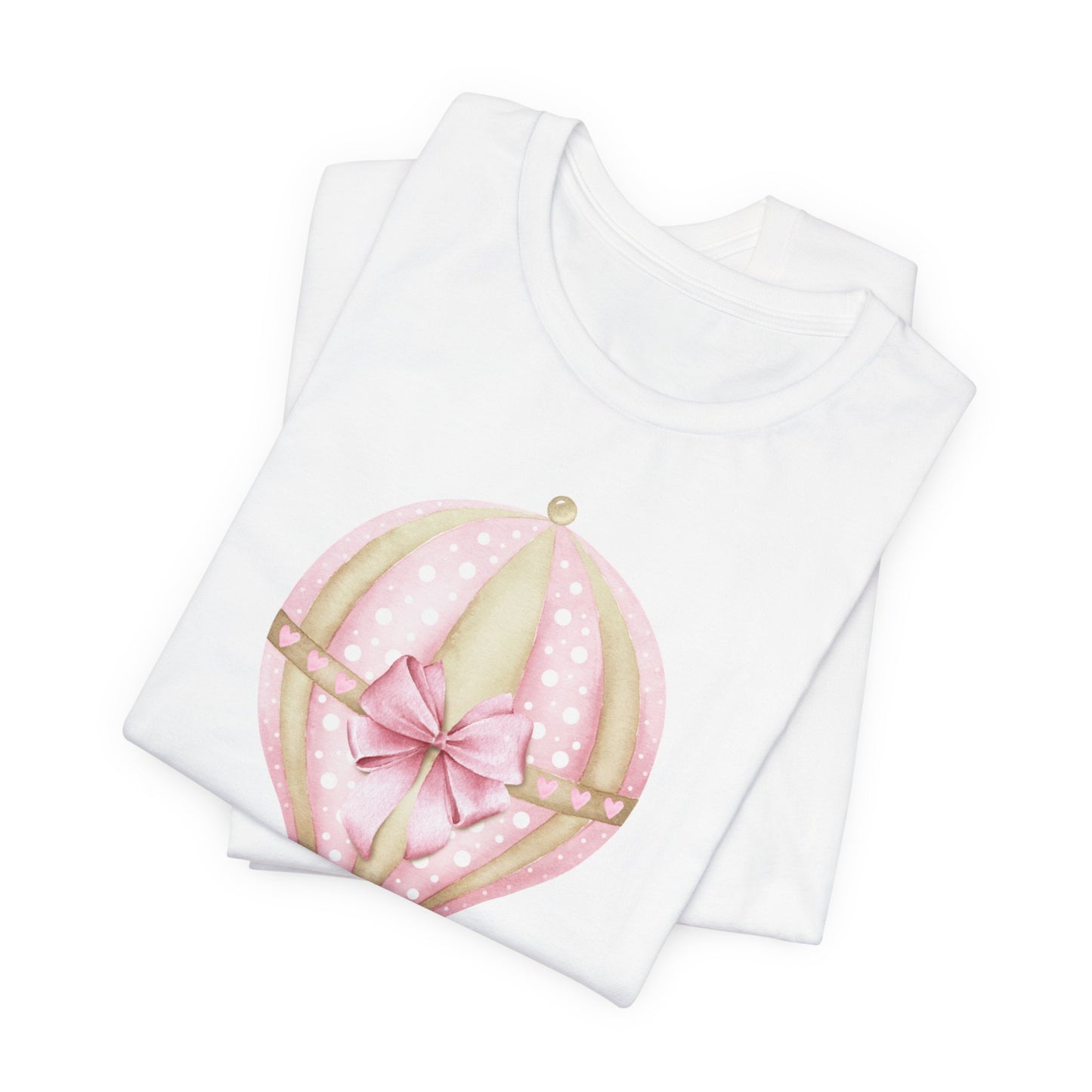 Coquette Pink and Gold Hot Air Balloon Unisex Jersey Short Sleeve Tee