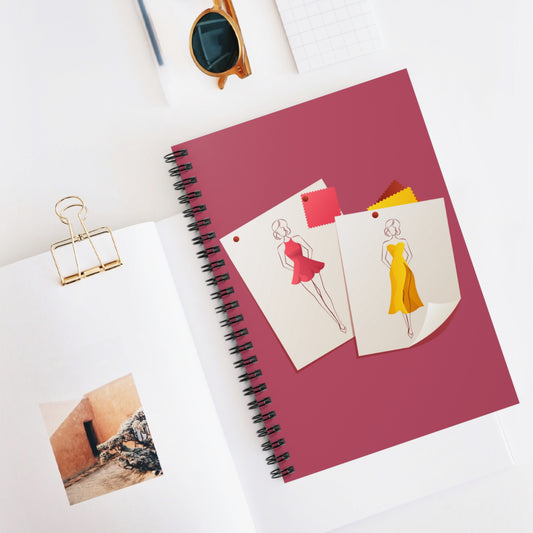 "Fashionista Chic" Spiral Notebook-Ruled Line - Pink & Yellow Fashion Samples