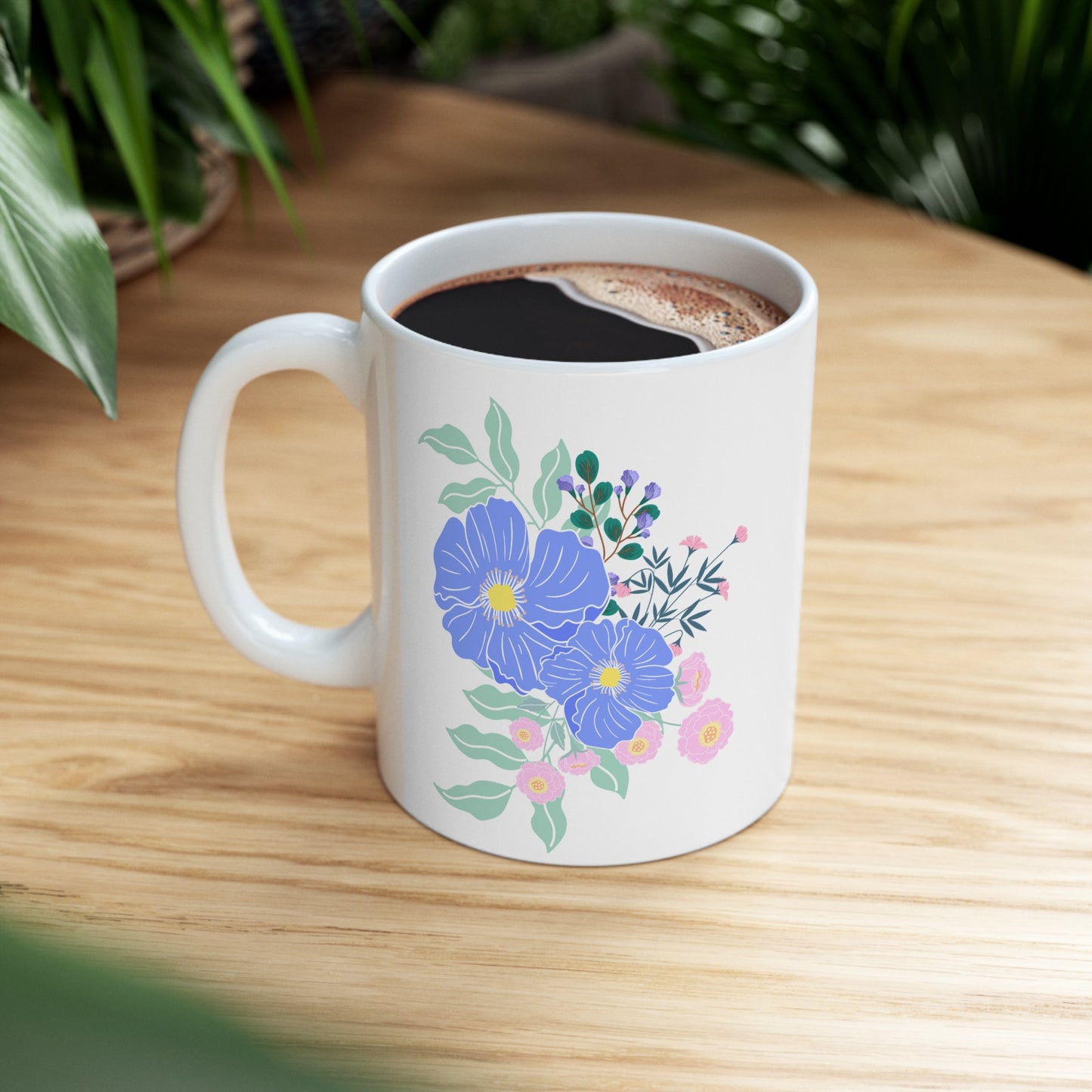 Pastel Spring Flowers Ceramic Mug, 11oz