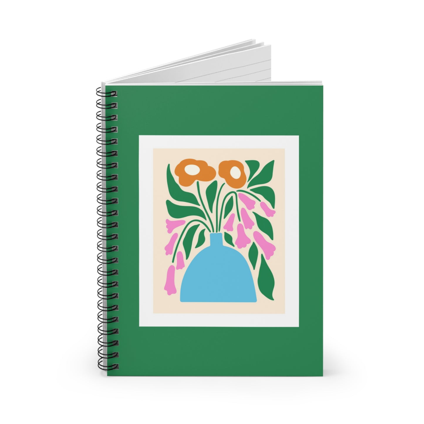 Abstract Floral Green Spiral Notebook-Ruled Line - Stylish and Functional!