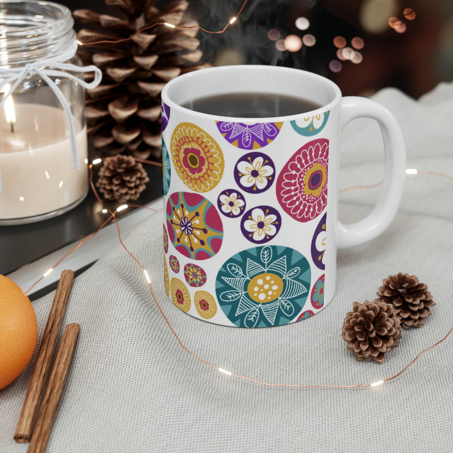 Colorful Abstract Circle Ceramic Mug 11oz