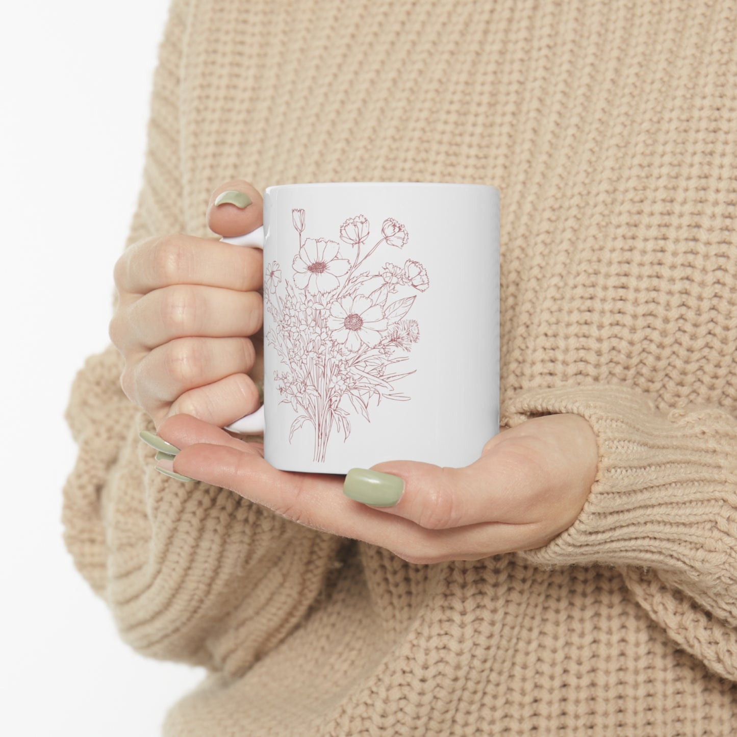 🌹 Classic Red Flower Bouquet Ceramic Mug 11oz - BPA-Free