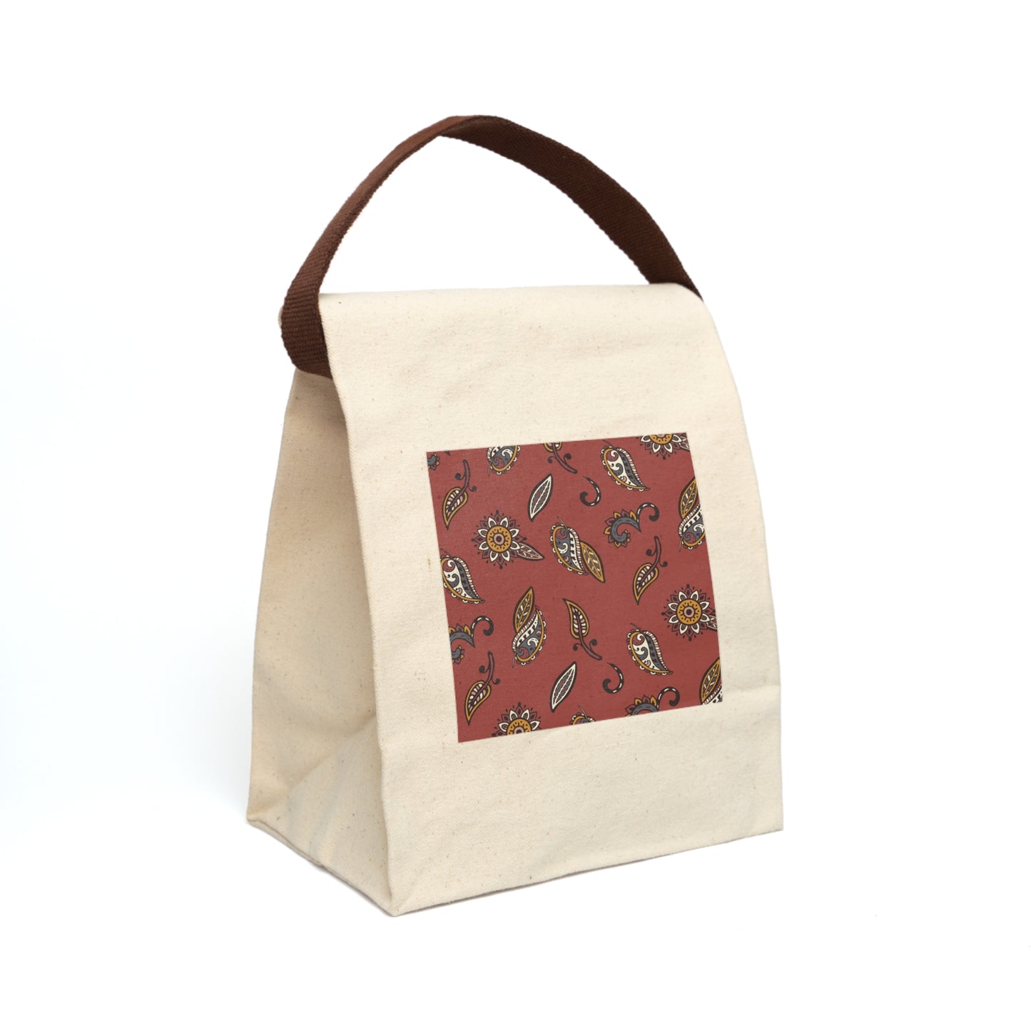 Burnt Paisley Canvas Lunch Bag With Strap