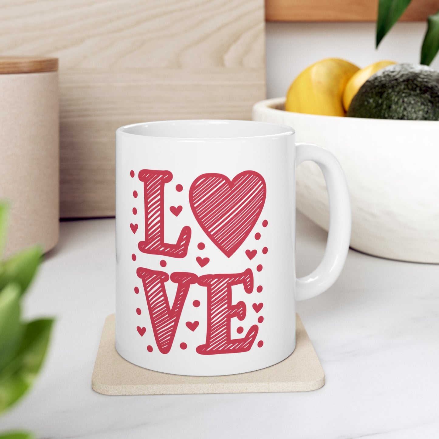 Love Red Heart Ceramic Mug 11oz - BPA-Free, Microwave & Dishwasher Safe