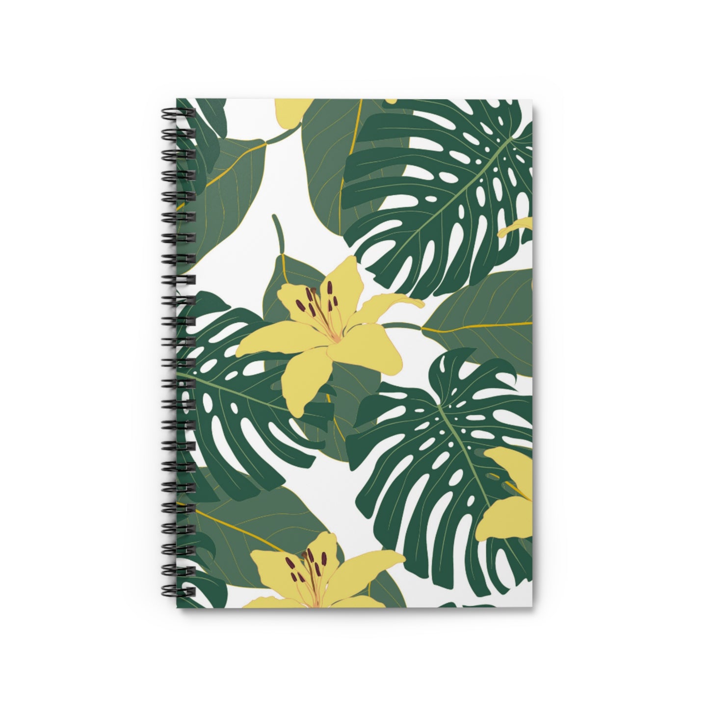 🍹"Tropical Paradise" Spiral Notebook-Ruled Line - Yellow Flowers