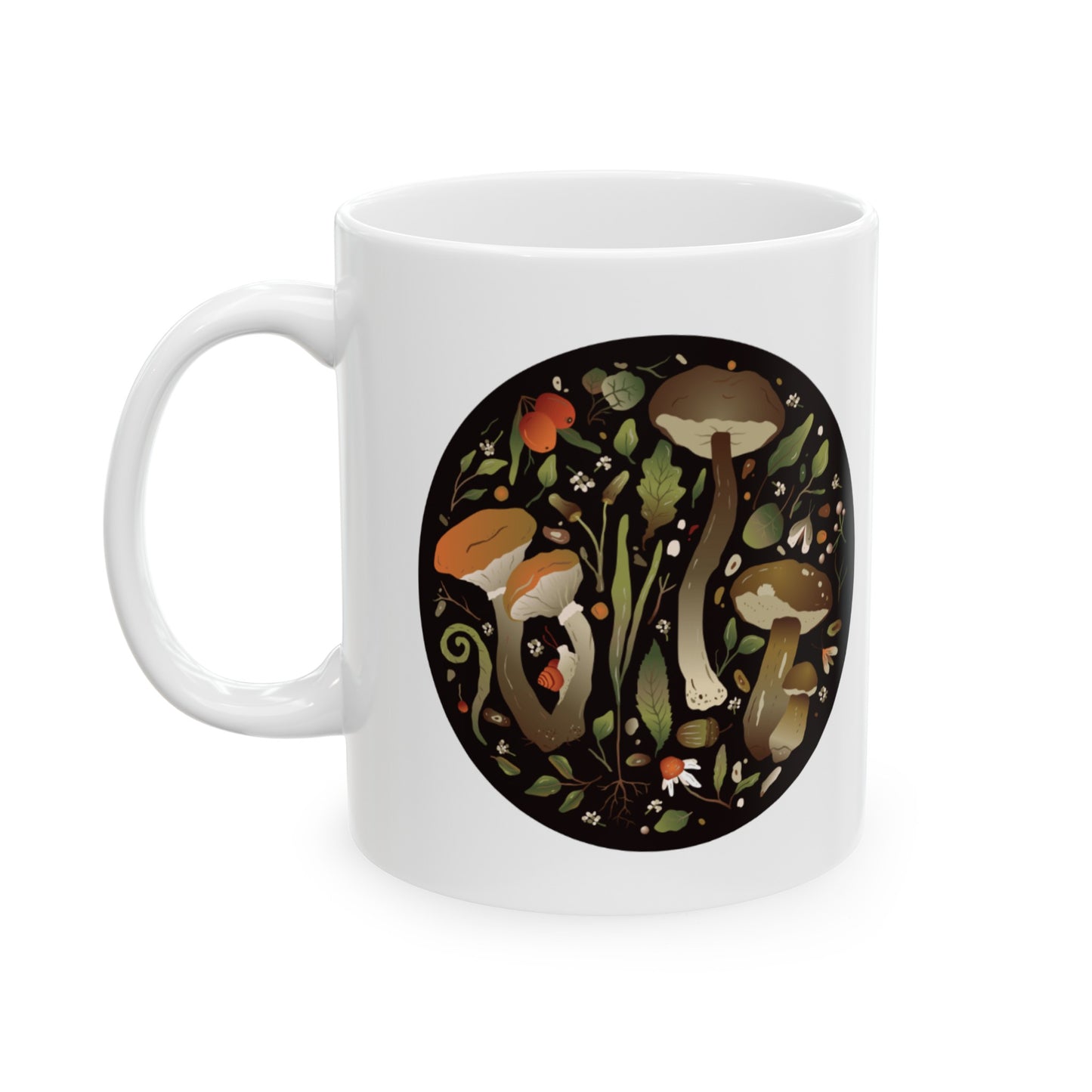 🍄 Garden Mushroom Love Ceramic Mug 11oz | Enchanting Design