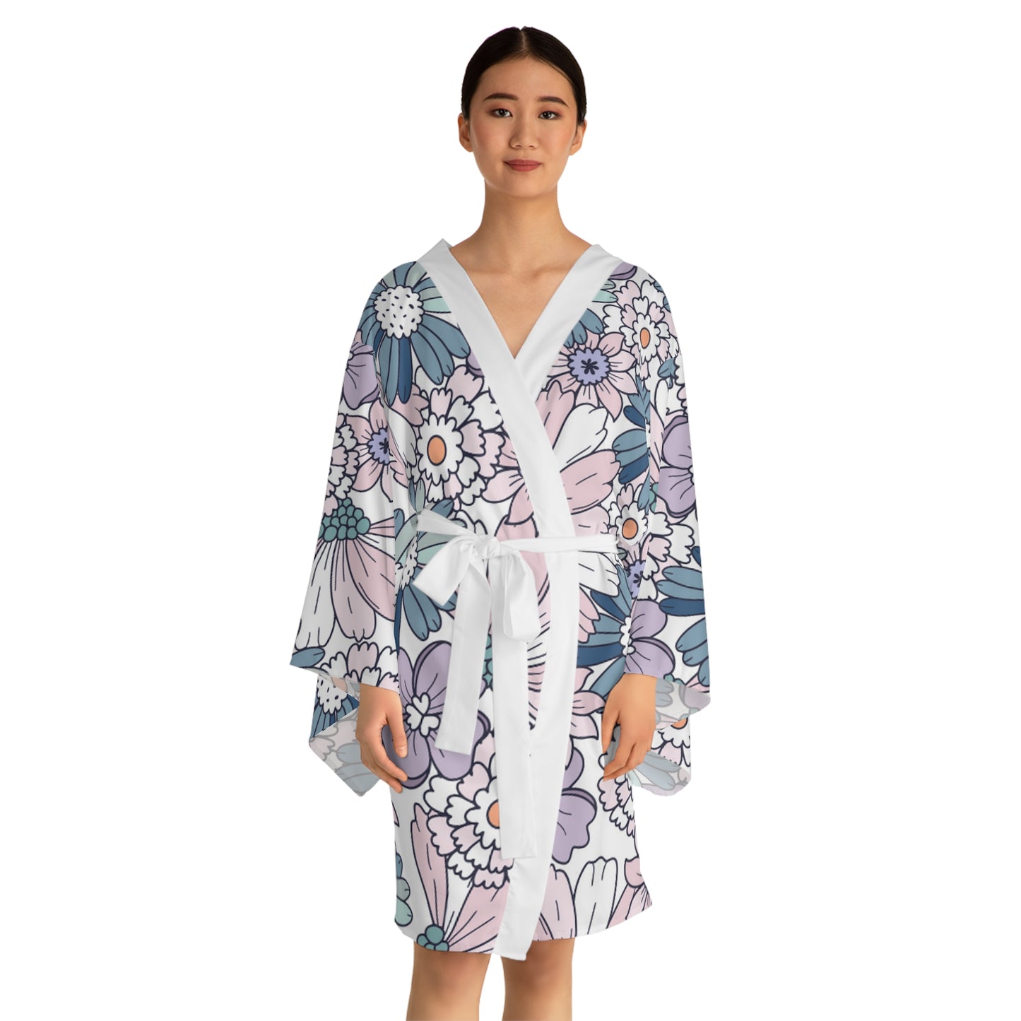 🌸 Spring Blossoms Long Sleeve Kimono Robe