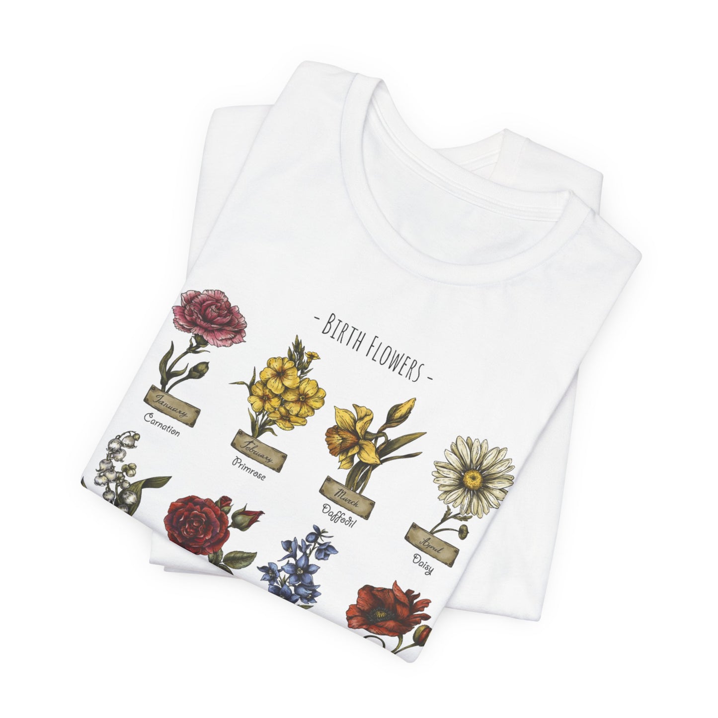 Birth Flower Unisex Tee - Sweet Design, Corresponding Birth Months