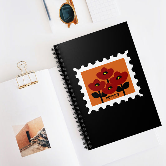 Colorful Poppies Stamp Spiral Notebook-Ruled Line