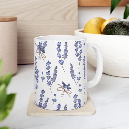 "Lavender Dream" Ceramic Mug 11 oz - White Mug with Lavender Design