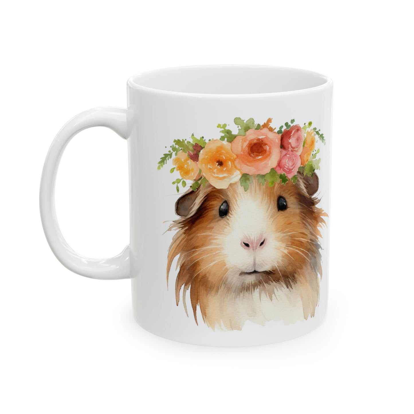 🌸 Flower Crown Guinea Pig Ceramic Mug 11oz