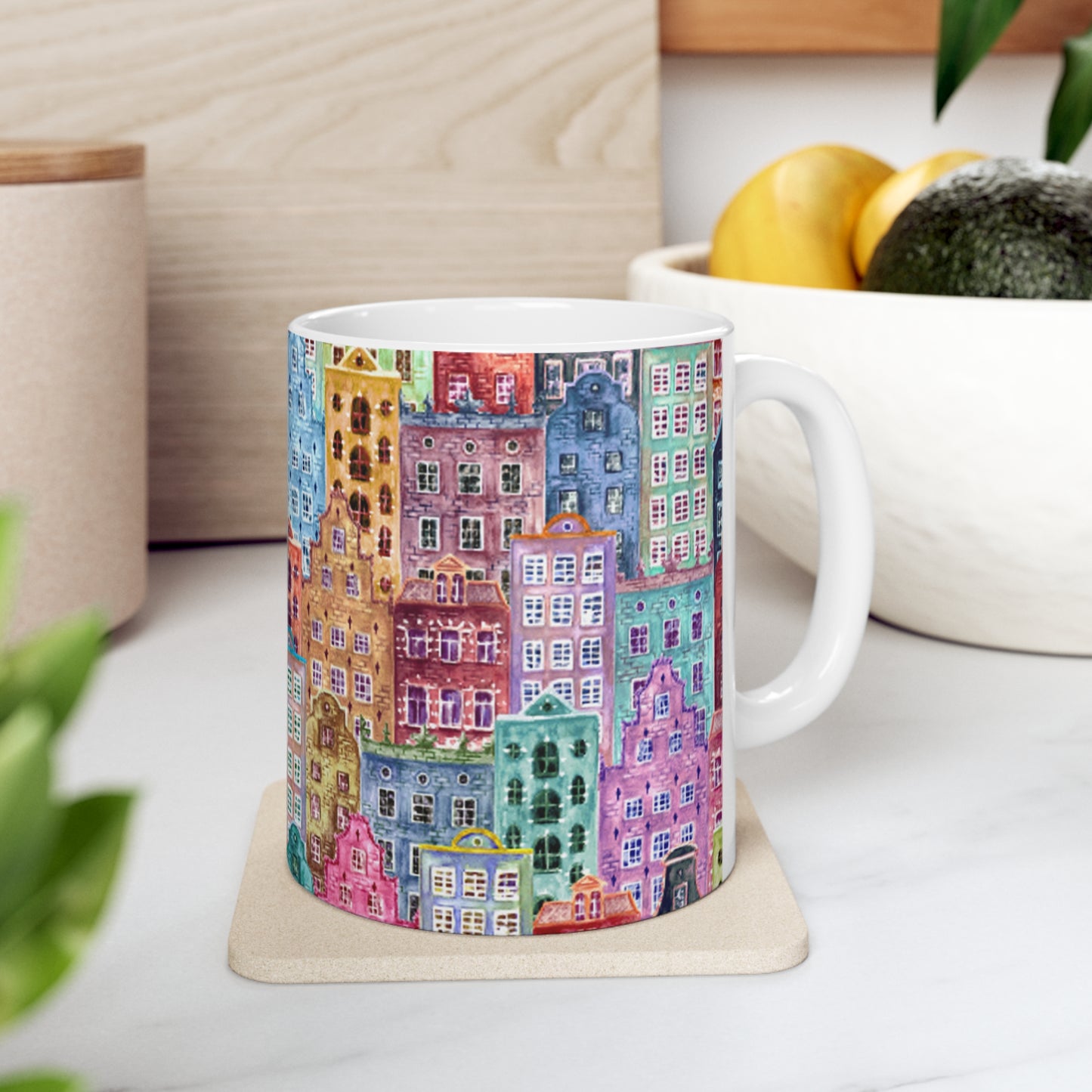 🏙️ Painted Buildings Ceramic Mug 11oz