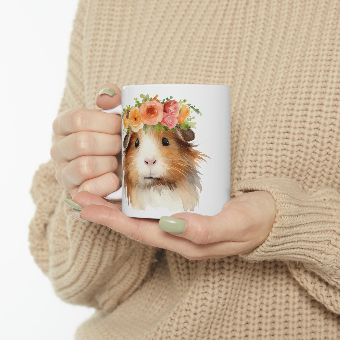 🌸 Flower Crown Guinea Pig Ceramic Mug 11oz