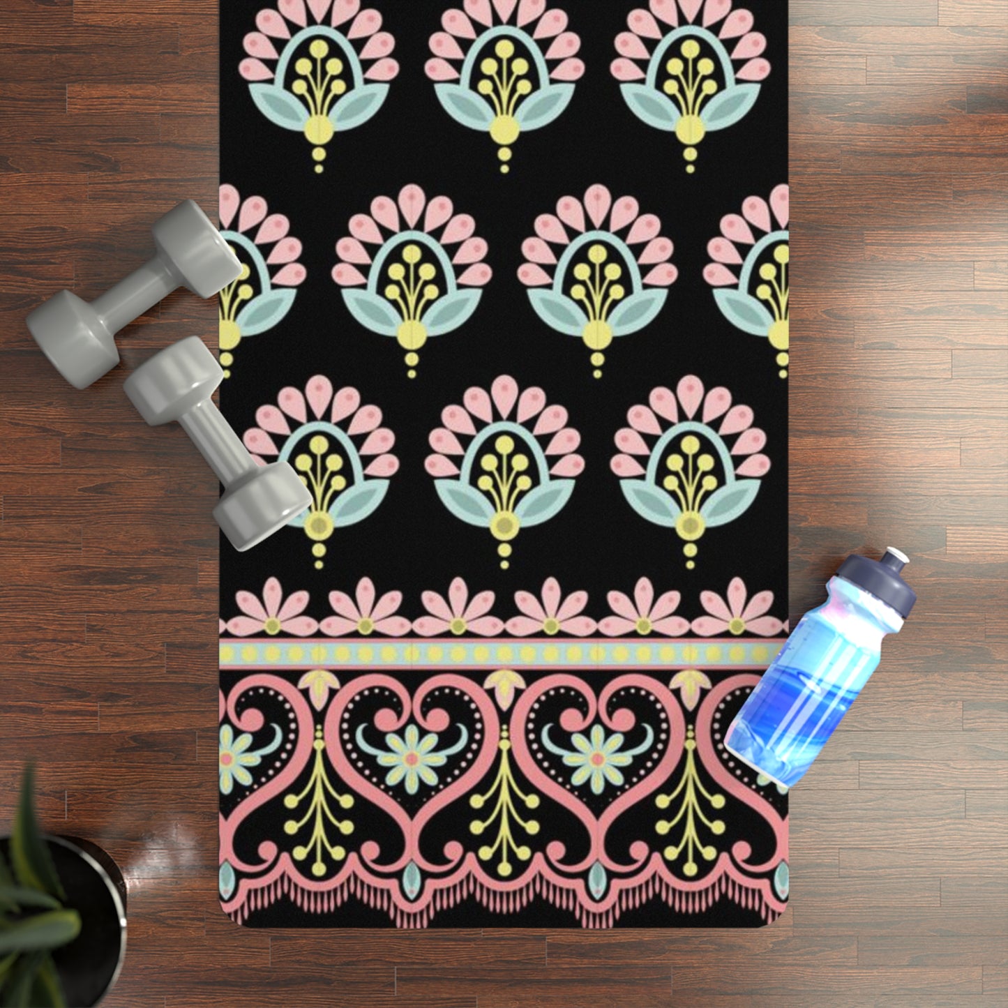 Black Ethereal Pattern Rubber Yoga Mat