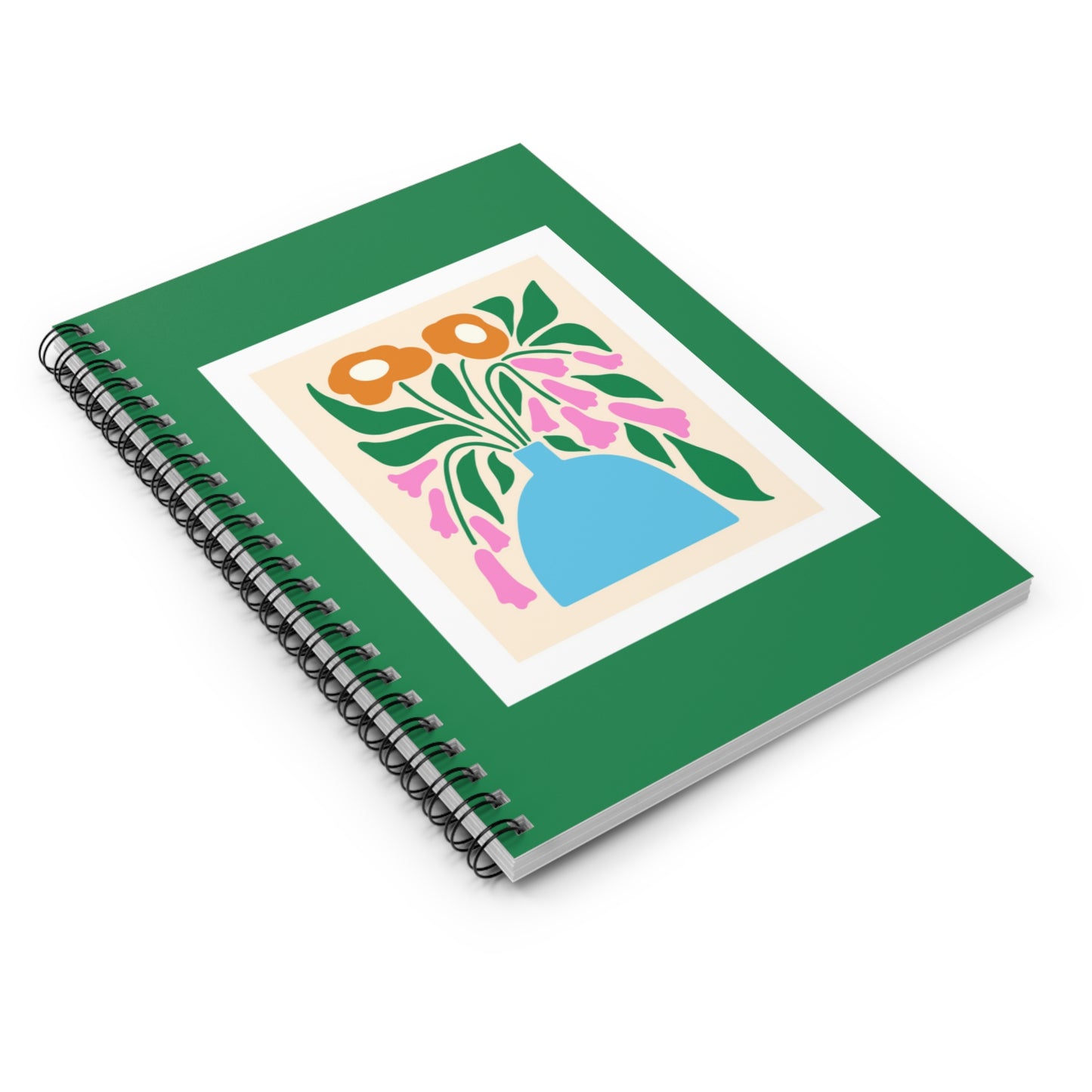 Abstract Floral Green Spiral Notebook-Ruled Line - Stylish and Functional!